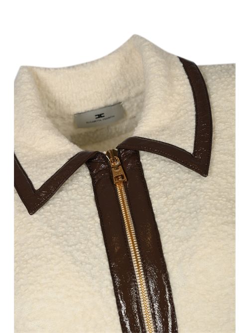 Abito in maglia bouclé con inserti in vinile Marrone Elisabetta Franchi | AM31S57E2EG2